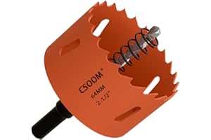 CSOOM 2-1/2" (64mm) Bi-Metal Hole Saw for Plastic, Wood, Plywood, Thin Steel and Thin Aluminum Sheets