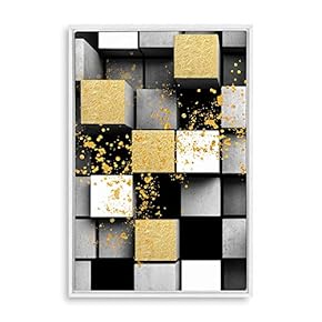 Framed Home Artwork Golden Abstract Art for Living Room Bedroom