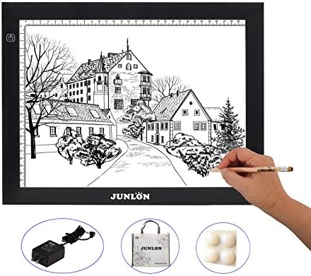 JUNLON A4 LED Light Pad Box Tracing Table Drawing Board Bright Pad for Drawing Artists Tattoo Stencil Artcraft Tracing Animation Extremely Bright Adjustable Brightness Light Tracer