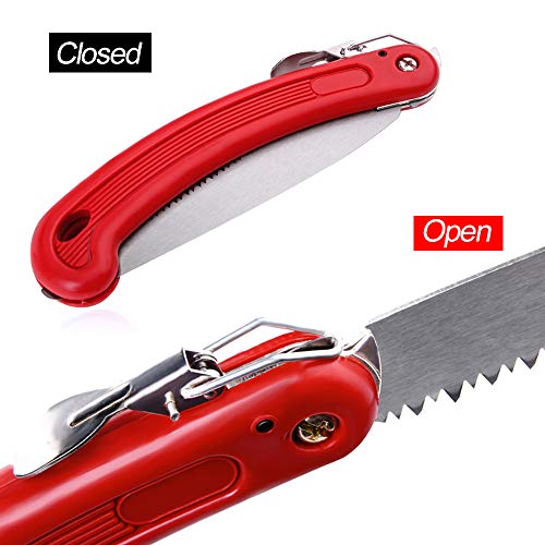 Folding Hand Saw (Sharp Mini) for Pruning Trees Branches Hunting Camping Bushcraft Survival Wood Bone PVC, 7" Carbon Steel Japanese Blade, Efficient Smoother Cut, Safety Lock, Non Slip Handle