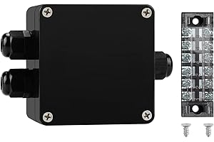 JINDOUZI ABS IP67 Waterproof Dustproof Electrical Junction Box, with 15A 600V Barrier Terminal Cable Connector, 1 in/2 Out Power Junction Box（3.26 * 3.18 * 2.2in）