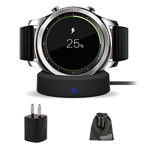 Galaxy Gear S3 Charger, EEEKit Qi Wireless Replacement Charging Dock Cradle Stand Charger + AC Wall Charger Adapter for Samsung Gear S3 Classic / Frontier Smart Watch