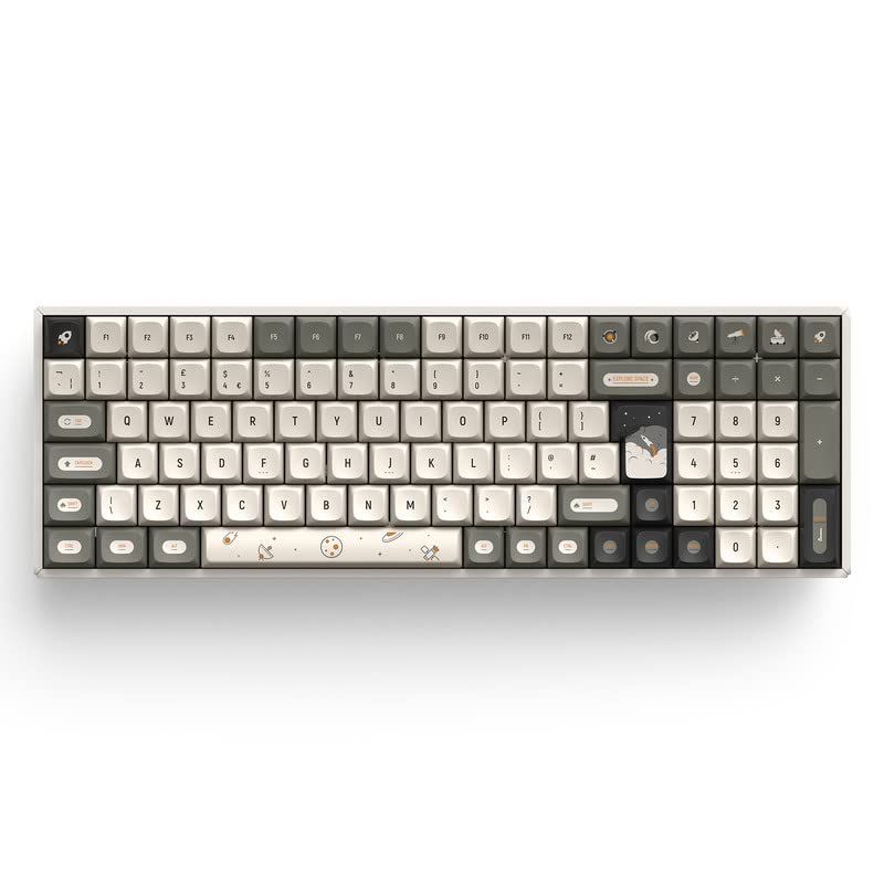 iQunix F97 Hitchhiker Wireless Mechanical Keyboard (UK Layout), Wireless 2.4GHz /Bluetooth 5.1/Wired USB-C Gaming Keyboard 101 Keys, PBT Keycaps Hot-Swappable Cherry MX Browns