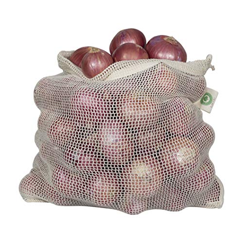 Reusable Onion Storage Bags Organic Cotton Mesh Onion Bags with