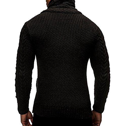 Usstore   Men Autumn Winter Casual Cardigan Sweater Long Sleeve Coat Knitting Buckle Keep Warm Sweater Coats (❤Black, L) - Thumbnail 4