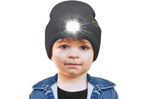 ATNKE Kids LED Lighted Beanie Cap,USB Rechargeable 4 LED Running Headlamp Bright Hat with Light Gifts for Boys and Girls