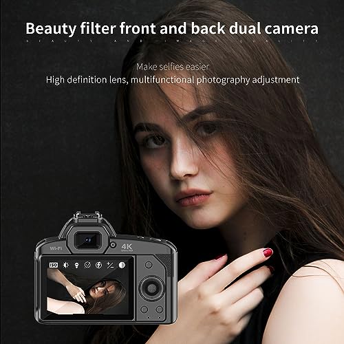 Digital Camera, 4K 64MP 16X Digital Zoom HD Vlogging Camera, 3 Inch Color Display, 4800mAh Large Battery, for Teens Adult Beginner Boys Girls Seniors