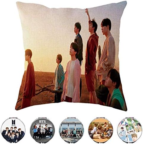 YEeyuTrwd BTS Love Yourself 結 Answer Kpop BTS Pillow Case BTS Bangtan Boys Double-Sided Love Yourself Pillow Cover and A Makeup Mirror with Random Colors(W01)