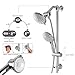 Lordear Double Rain Bathroon Combo Dual Combination Shower Heads Chrome Finish Hotel Spa Handheld Combo, 5 Water Settings Shower Set with Adjustable Slide Bar and Stainless Steel Hose