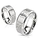 STR-0074 Stainless Steel Laser Etched Lords Prayer Over Brushed Finished Beveled Edge Ring
