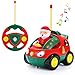 SGILE RC Cartoon Car Toy with Lights Music for Toddlers Baby Kids, Green