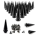 FAZHBARY 40 Pairs Black Cone Spikes Punk Rivets and