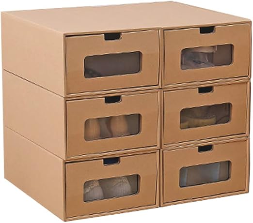 Romancemit Shoe Storage Box 6 Pcs Cardboard Shoe Boxes Stackable