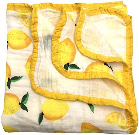 HGHG Bamboo Cotton Muslin Stroller Blanket - 4 Layers Soft Adorable Multi-Colored Nursery&Receiving Blanket