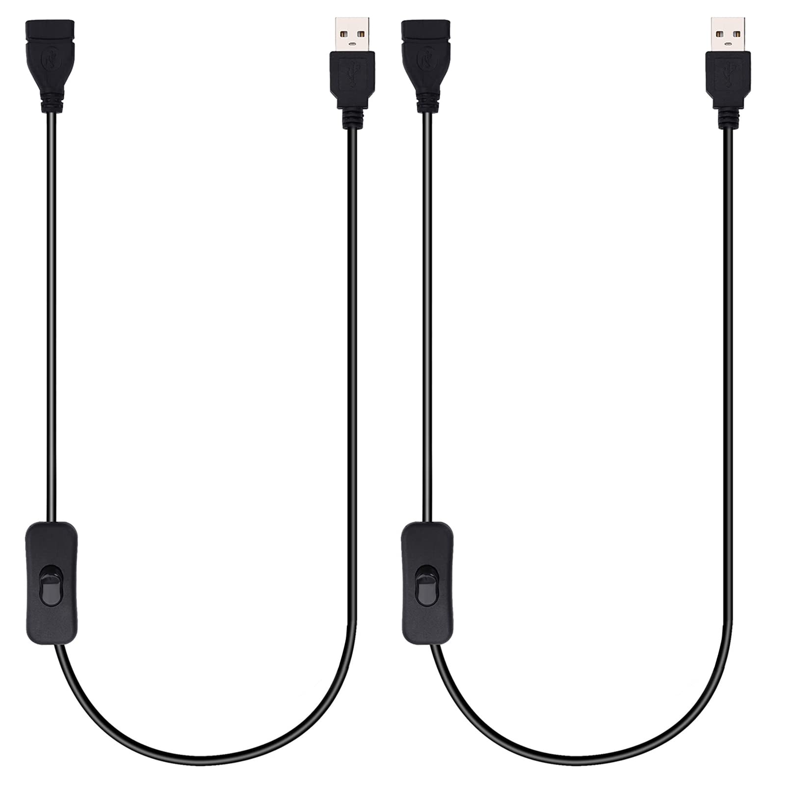 1.5M USB Cable with on/off switch, usb Male to Female Extension Cord For driving recorder, LED desk lamp, USB fan, LED strips (2 Pack)