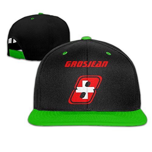 Runy Custom Adult Romain Grosjean Adjustable Hip Hop Hat & Cap KellyGreen