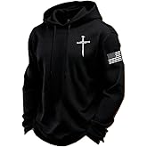 Men's Faith Print Waffle Hoodie Christian Top For Men Faith Cross Flag Hoodie