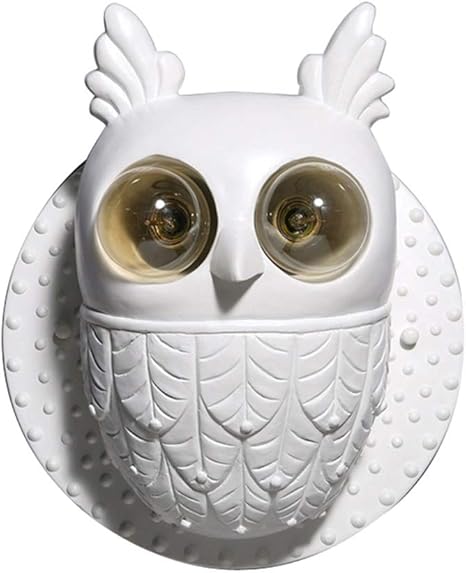 Amazon Co Jp モダンなシンプルな夜フクロウ壁ライトフィッティングホワイトレジンバードオブミネルバ壁ランプシェードe27ランプホルダー壁取り付け用燭台キッチンベッドルームバスルーム屋内リビングルーム Small ホーム キッチン