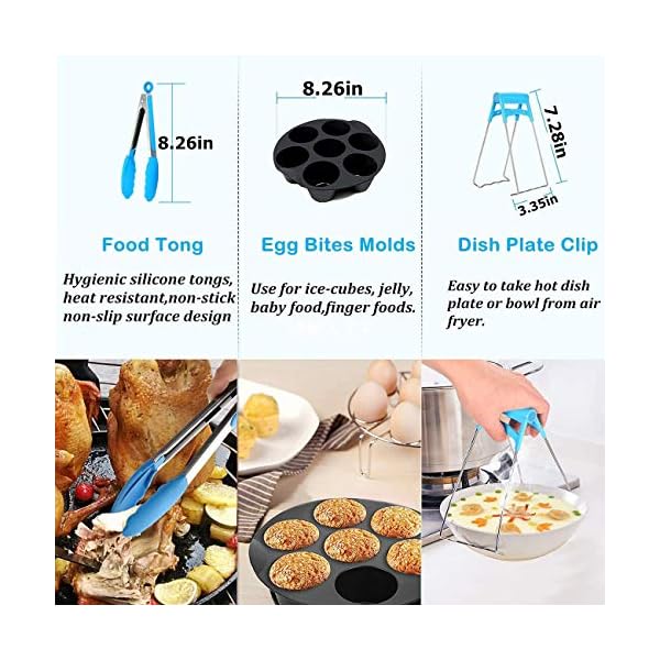 Yingrace-8-inch-Air-Fryer-Accessories-14-pcs-for-Tower-Phillips-Gowise-Airfryer-Fit-All-Standard-Deep-Fryer-Accessories-XXL-48-59-QT-for-Home-Use-8-Inch YINGRACE Air fryer Accessories, 12 pcs Deluxe Air Fryer Accessory Set Suitable for Cosori Ninja Salter Tefal 4.2L, 4.5L…