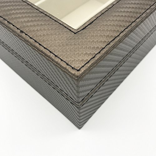 UnionPlus 8-Slot Eyeglass Sunglass Glasses Organizer Collector - Faux Leather Storage Case Box (Coffee - Carbon Fibre) - Thumbnail 6