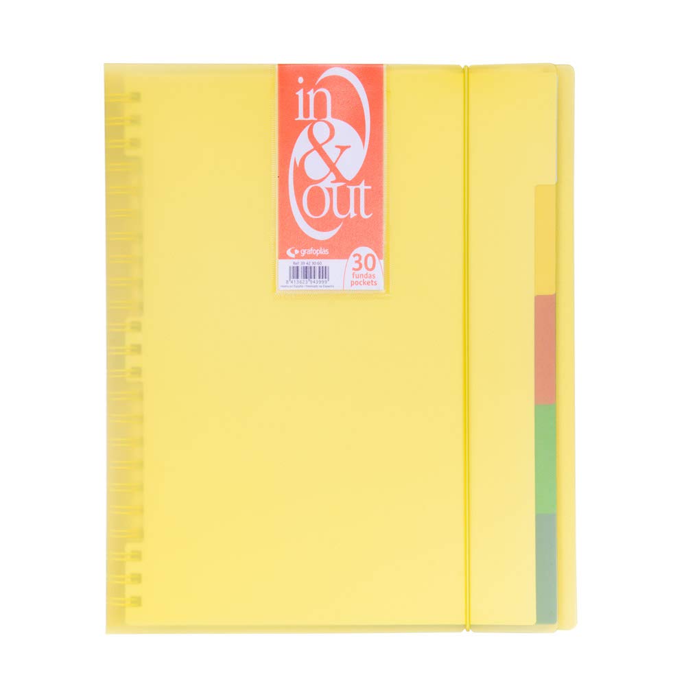 grafoplas 39423060 – Folder, 30 Sleeves, in & out system, A4, Yellow
