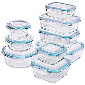 Amazon.com: 18 Piece Glass Food Storage Container Set - BPA Free - Use ...