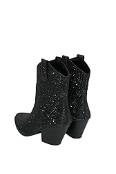 Women Rhinestone Block Chunky Heel Ankle Bootie