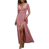 Womens Backless Dress Sexy Halter Deep V Neck Maxi Dresses Sleeveless Long Cocktail Dress with Slit