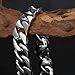 LEADCIN JOYEN Men's Chain Bracelet 316L Stainless Steel Curb Link 15mm Width, Silver Color