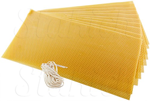Stakich CANDLE MAKING Beeswax Kit, (Approx. 8 1/8" x 16 3/4") - Top Quality, 100% Pure Beeswax - ... (10 Sheets)