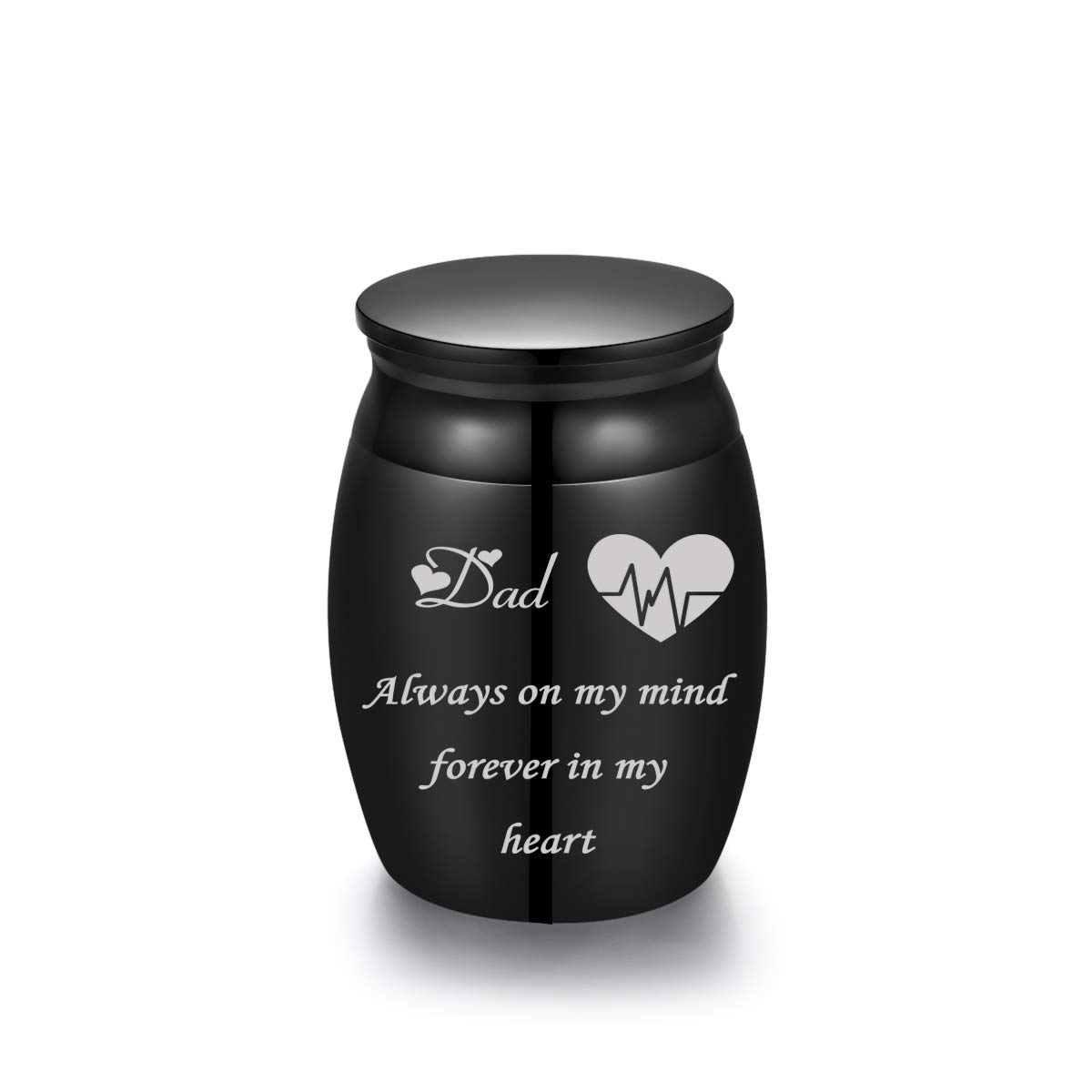 Sunling Mini Stainless Steel Decorative Cremation Keepsake Urns for Ashes 1.57 Inch High Small Funeral Urns Memorial Ashes Holder Share with Familiy Members-Black Color