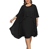 Hanna Nikole Womens Plus Size Dress with Jacket 2 Piece Wedding Guest Dresses Flowy Mother of The Bride Dress