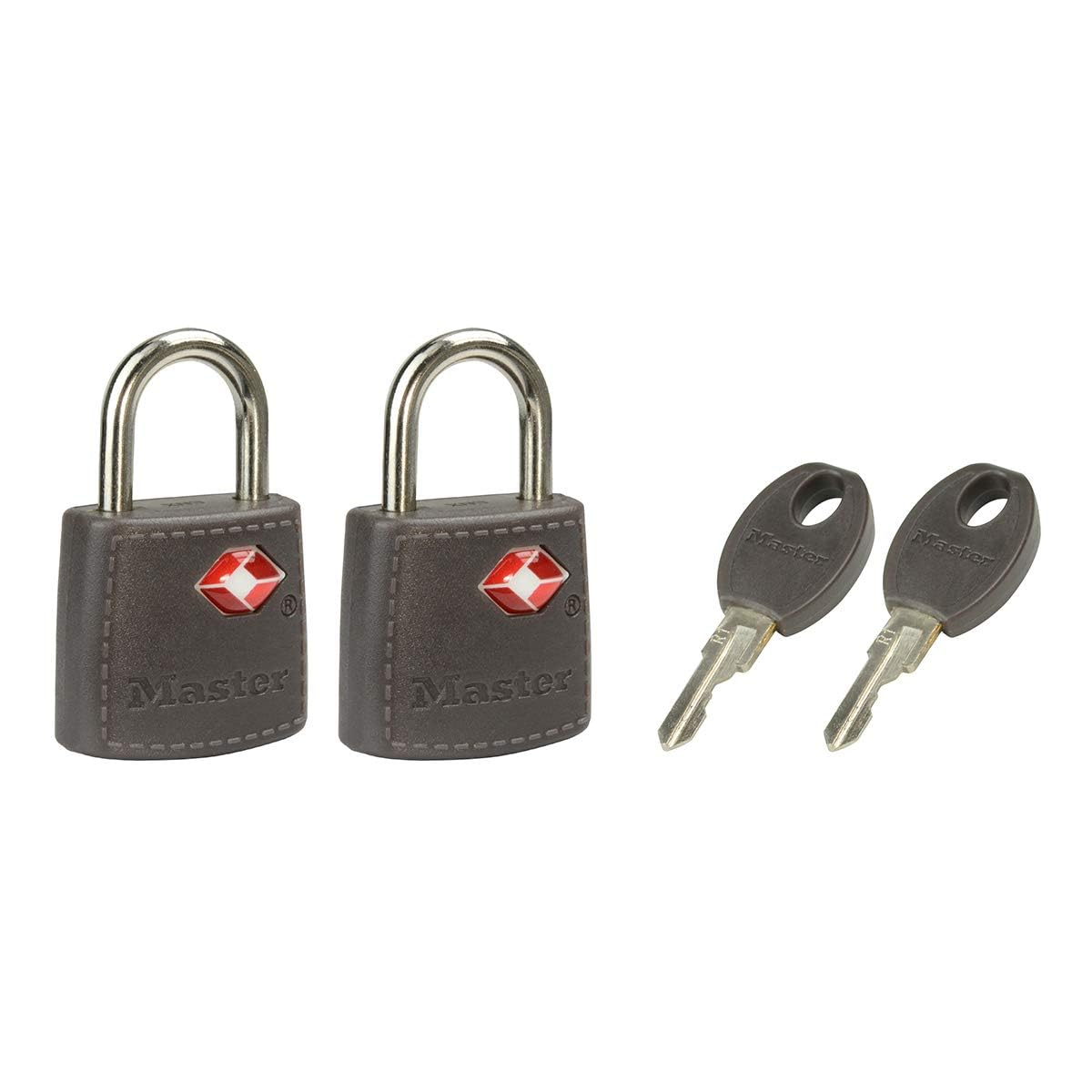 Master Lock 4695EURTAST Pack of 2 Key Travel Padlocks TSA Certified, Random Color, 3.8 x 2.3 x 1.1 cm