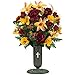 Sympathy Silks Artificial Cemetery Flowers – Realistic Vibrant Roses, Outdoor Grave Decorations - Non-Bleed Colors, and Easy Fit - Fall Mix Bouquet