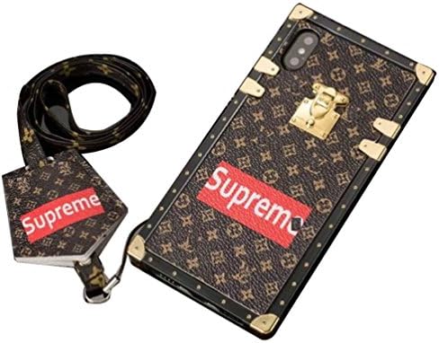 High Street Fashion Supreme Case-iPhone 7 Plus Case,iPhone 8 Plus Case-Shock Absorption Technology Bumper Luxury Leather Phone case (Brown, for Iphone X)