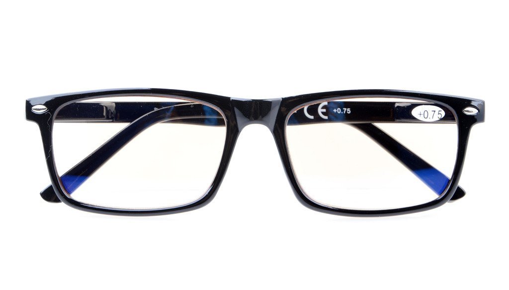 UV Protection,Anti Blue Rays,Reduce Eyestrain from Digital Gear,Computer Reading Glasses Readers for Men Women(Black) +2.0 — image 1