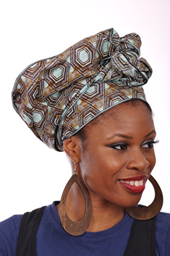 Brown African Print Head wrap One Size