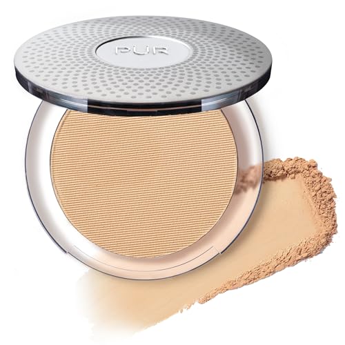 PUR Beauty 4-in-1 Pressed Mineral Makeup Powder Foundation with SPF 15 – Concealer & Finishing Compact Pressed Powder for Face – Buildable Medium to Full Coverage Foundation Powder (Bisque)