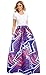 Afibi Women African Printed Casual Maxi Skirt Flared Skirt A Line Long Skirts with Pockets (Medium, Pattern 5)