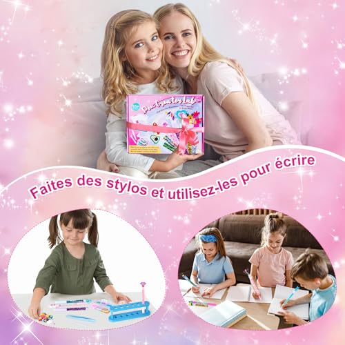 Kazzley Make a pen, pen creation kit with 55+ accessories, children's craft kit, gift idea for girls 4 6 8 years, manual activity for children 5 7 9 10 years, birthday gift for girls and boys
