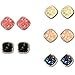 JANE STONE Fashion Resin Square Colorful Faux Druzy Stone Stud Earrings for Women and Teens