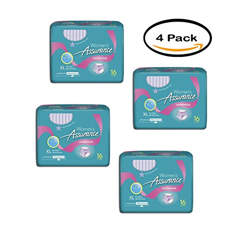 PACK OF 4 - Assurance Incontinence Underwear for Women, Maximum, XL, 16 Ct