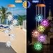 SIX FOXES Sunflowers Solar Powered Wind Chime Outdoor, Color-Changing Mobile Wind Chime Hanging Lights, Romantic Décor Solar Lamp for Porch/Patio/Garden/Yard, Gifts idea for Mom, Grandma
