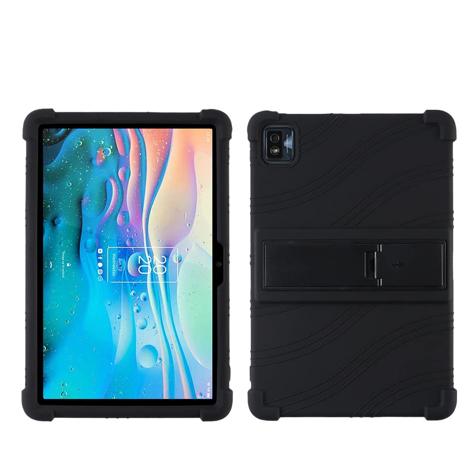 FKQLH Case for Blackview Tab 12, Adjustable Soft Silicone Kids Friendly Protective Cover for Blackview Tab 12 10 Inch, Black