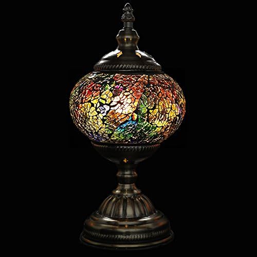 Mosaic Desk Table Lamp Marrakech Handmade Turkish Mosaic Glass Bedside Table Lamp Moroccan Lantern Desk Table Night Lamp Light with Bronze Base