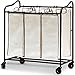 Simple Houseware Heavy-Duty 3-Bag Laundry Sorter Rolling Cart, Bronze with Beige Bags