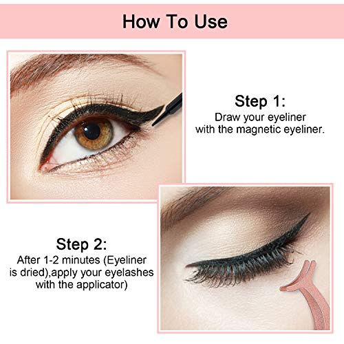 Magnetic Eyelashes, Magnetic Eyeliner Kit, Nivlan 3D Magnetic Eyelashes Magnetic Lashliner for Use with Magnetic False Lashes No Glue Reusable False Eye Lashes with Applicator