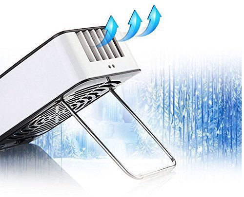 Mini Air Conditioner Personal Necklace No Leaf Fan Handheld Table Summer Cooler Fan with 1400mAh USB Rechargeable Battery Fan (Black)