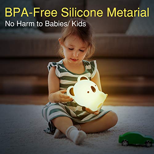 Kids Night Light, Cute Koala Gifts, Koala Bear Silicone Battery Powered Girls Toddler Baby Teen Children Night Lamp for Bedroom, Nursery Portable Soft Squishy Color Changing Animal Koala Nightlight