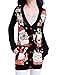 v28 Ugly Christmas Sweater, Women Girls Ladies Happy Fun Knit Sweater Cardigan (Large, Happy Cardigan Black)